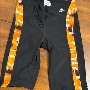 adidas Men’s Black Swim Trunks with Orange Side Panels
